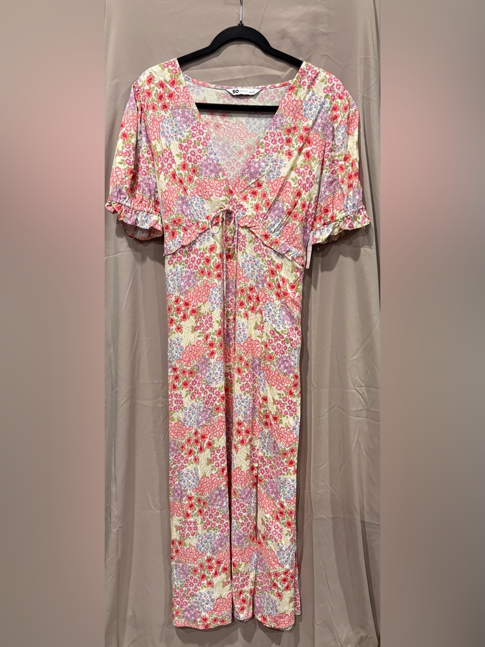 SO Floral V-Neck Jumpsuit in Pink Multi